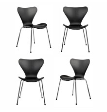 Комплект из 4-х стульев Seven Style чёрный с хромированными ножками