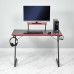 Компьютерный стол Basic 110х59х75см c полкой для монитора 40х20см, подстаканником, крючком для наушников, карбон чёрный красный