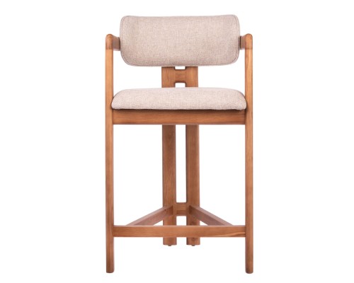 Стул полубарный Rich рогожка латте с ножками цвета орех