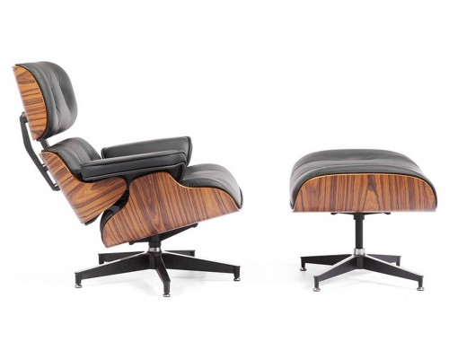 Кресло EAMES LOUNGE CHAIR и оттоманка EAMES LOUNGE CHAIR чёрные