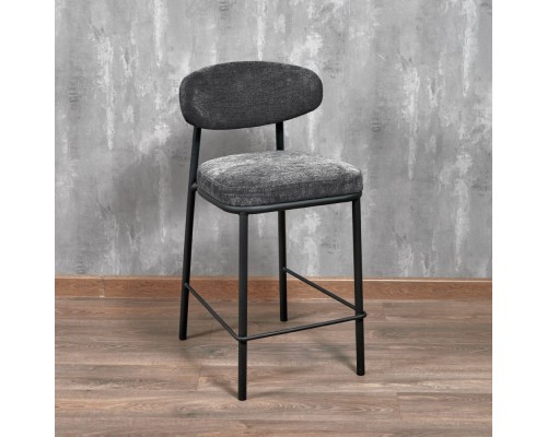 Стул полубарный Lucas 2 серый шенилл с чёрными ножками