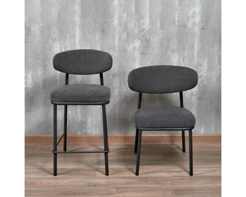 Стул полубарный Lucas 2 серый шенилл с чёрными ножками