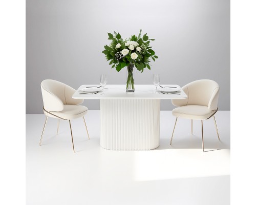 Стол Festa 140x85x77см, керамогранит белый мрамор