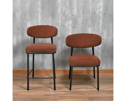 Стул полубарный Lucas 2 терракотовый шенилл с чёрными ножками