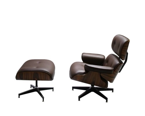 Кресло EAMES LOUNGE CHAIR и оттоманка EAMES LOUNGE CHAIR коричневые