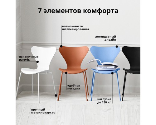 Стул Seven пудровый с белыми ножками
