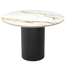 Стол Aura D110, керамогранит Calacatte gold мрамор, чёрный