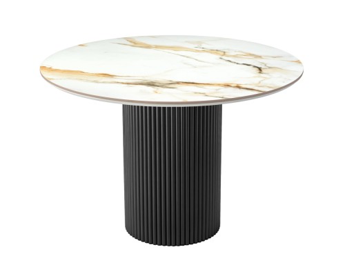 Стол Aura D110, керамогранит Calacatte gold мрамор, чёрный