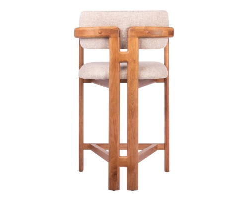 Стул полубарный Rich рогожка латте с ножками цвета орех