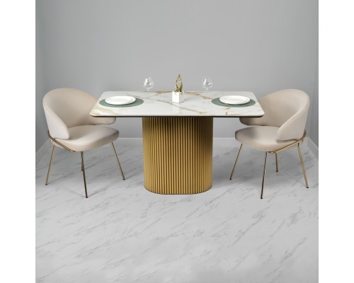 Стул-полукресло Emil кремовый с золотыми ножками