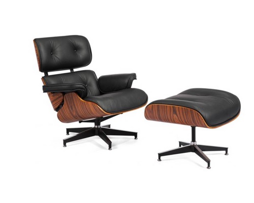 Кресло EAMES LOUNGE CHAIR и оттоманка EAMES LOUNGE CHAIR чёрные