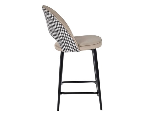 Стул полубарный Leo латте с жаккардом, поворотный механизм