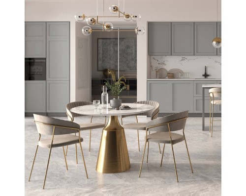 Стул Turin латте с золотыми ножками