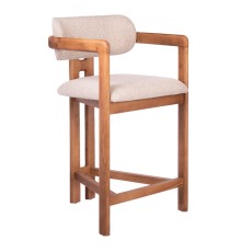 Стул полубарный Rich рогожка латте с ножками цвета орех