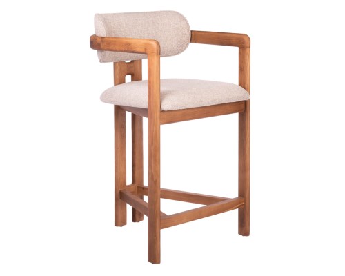 Стул полубарный Rich рогожка латте с ножками цвета орех