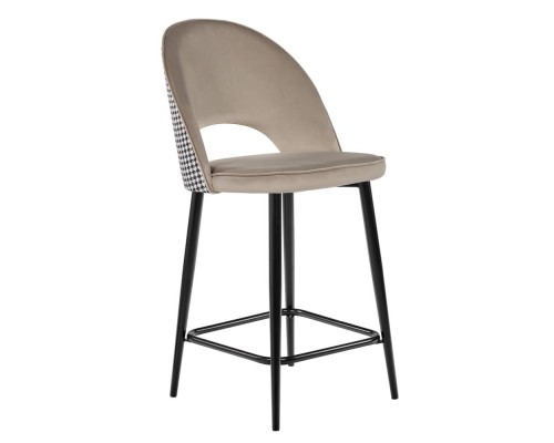 Стул полубарный Leo латте с жаккардом, поворотный механизм