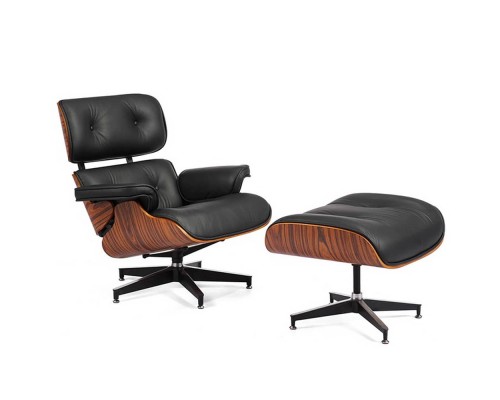 Кресло EAMES LOUNGE CHAIR и оттоманка EAMES LOUNGE CHAIR чёрные