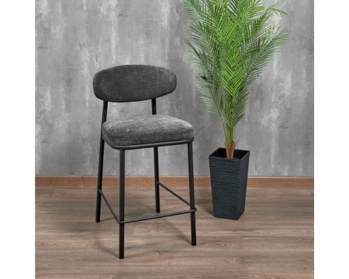 Стул полубарный Lucas 2 серый шенилл с чёрными ножками