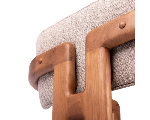 Стул полубарный Rich рогожка латте с ножками цвета орех