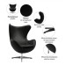 Кресло EGG CHAIR чёрный, натуральная кожа