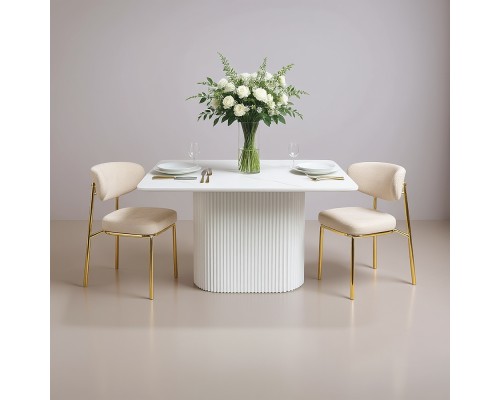 Стол Festa 140x85x77см, керамогранит белый мрамор