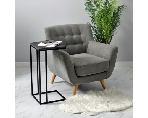 Придиванный столик Loft 35x35см, серый мрамор с чёрными ножками