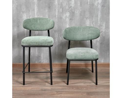 Стул полубарный Lucas 2 шалфей шенилл с чёрными ножками