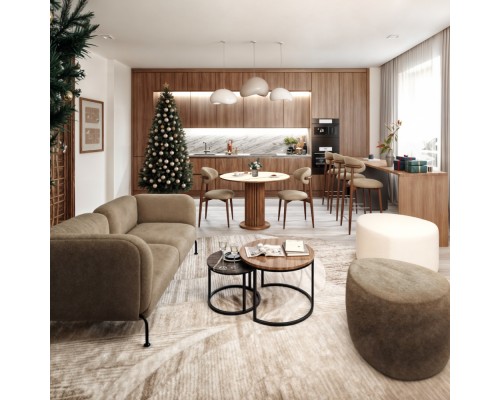 Стул Lucas латте букле с ножками цвета орех