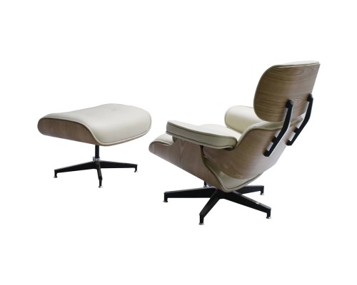 Кресло EAMES LOUNGE CHAIR и оттоманка EAMES LOUNGE CHAIR бежевые