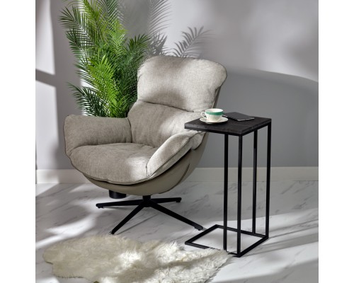 Придиванный столик Loft 35x35см, серый мрамор с чёрными ножками