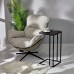 Придиванный столик Loft 35x35см, серый мрамор с чёрными ножками