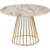 Стол Liverpool диам.100см, керамогранит белый мрамор с золотистыми ножками