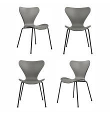 Комплект из 4-х стульев Seven Style серый с чёрными ножками