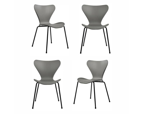 Комплект из 4-х стульев Seven Style серый с чёрными ножками