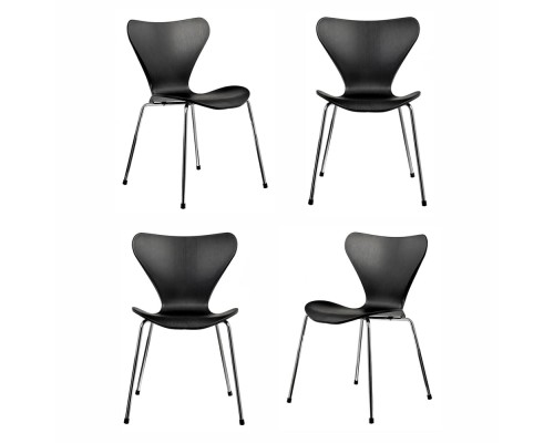 Комплект из 4-х стульев Seven Style чёрный с хромированными ножками
