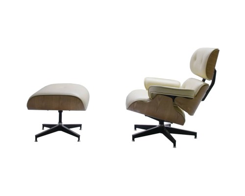 Кресло EAMES LOUNGE CHAIR и оттоманка EAMES LOUNGE CHAIR бежевые