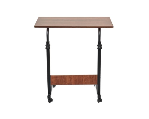 Стол многофункциональный на колесах, 60x40 см, «РОЛЛ», 2 ножки, регул.высота, мдф, металл, тёмн. дерево, черный