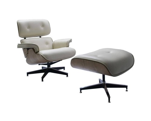 Кресло EAMES LOUNGE CHAIR и оттоманка EAMES LOUNGE CHAIR бежевые