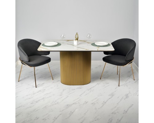 Стул-полукресло Emil графит с золотыми ножками