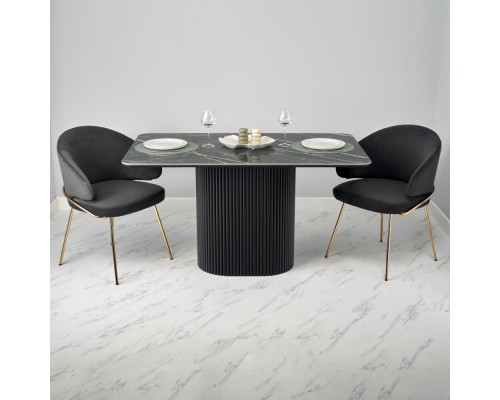 Стул-полукресло Emil графит с золотыми ножками