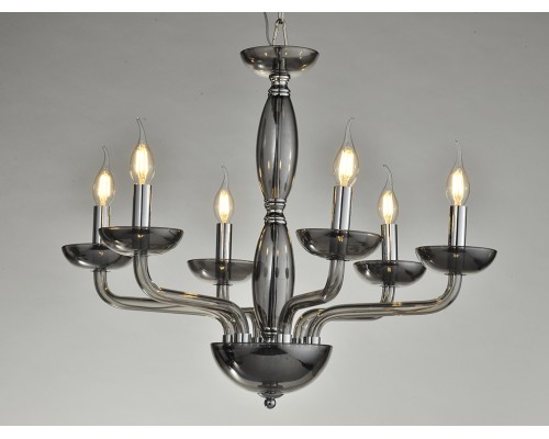 Люстра подвесная Newport 12606/C smoke ANITA Е14 6*40W никель