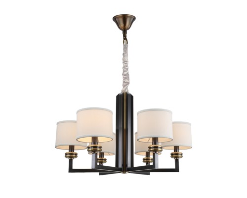 Люстра подвесная Newport 3406/C MONTANA E14 6*40W черный+золото