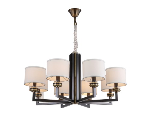 Люстра подвесная Newport 3408/C MONTANA E14 8*40W черный+золото