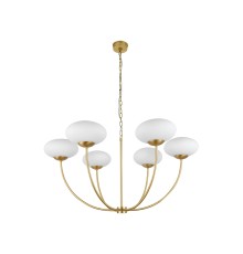 Люстра подвесная Newport 3916/С brass KARINA E14 6*25W латунь