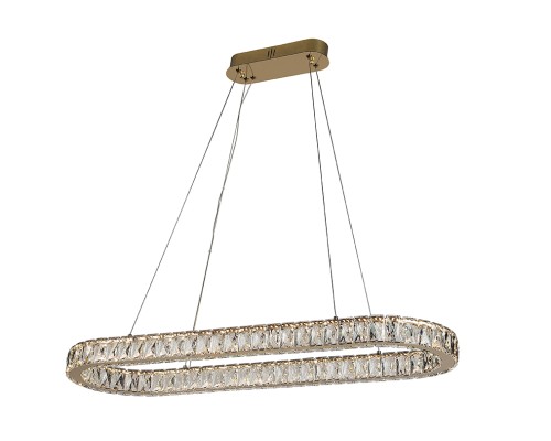 Люстра подвесная светодиодная Newport 8580/90 C oval gold KRISTA LED 2*50W 3100-4000K 5000Lm золото