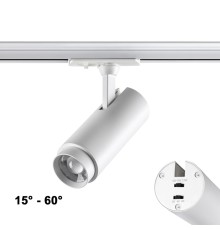 359026 PORT NT23 090 белый Однофазный двухжильный трековый светильник с перекл. цв.температуры,мощности IP20 LED 3000К\4000К\6000К 5W/9W/13W 220V NAIL