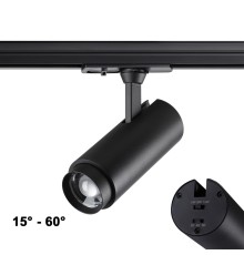 359027 PORT NT23 090 черный Однофазный двухжильный трековый светильник с перекл. цв.температуры,мощности IP20 LED 3000К\4000К\6000К 5W/9W/13W 220V NAI