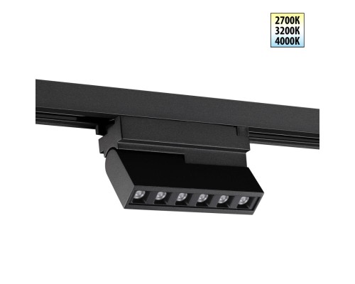 359735 PORT NT25 240 черный Светильник однофазный двухжильный трековый с переключ. цв. температуры IP20 LED 6W 180-265V 2700К/3200К/4000К EOS