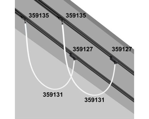 359127 KONST NT23 101 черный Трековый однофазный трехжильный адаптер для светильников 359128-359133 IP20 15-40W 170-265V RAMO