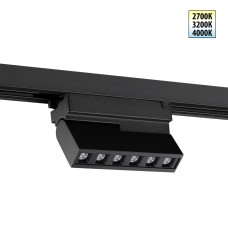359741 PORT NT25 256 черный Светильник однофазный трехжильный трековый с переключ. цв. температуры IP20 LED 6W 180-265V 2700К/3200К/4000К EOS